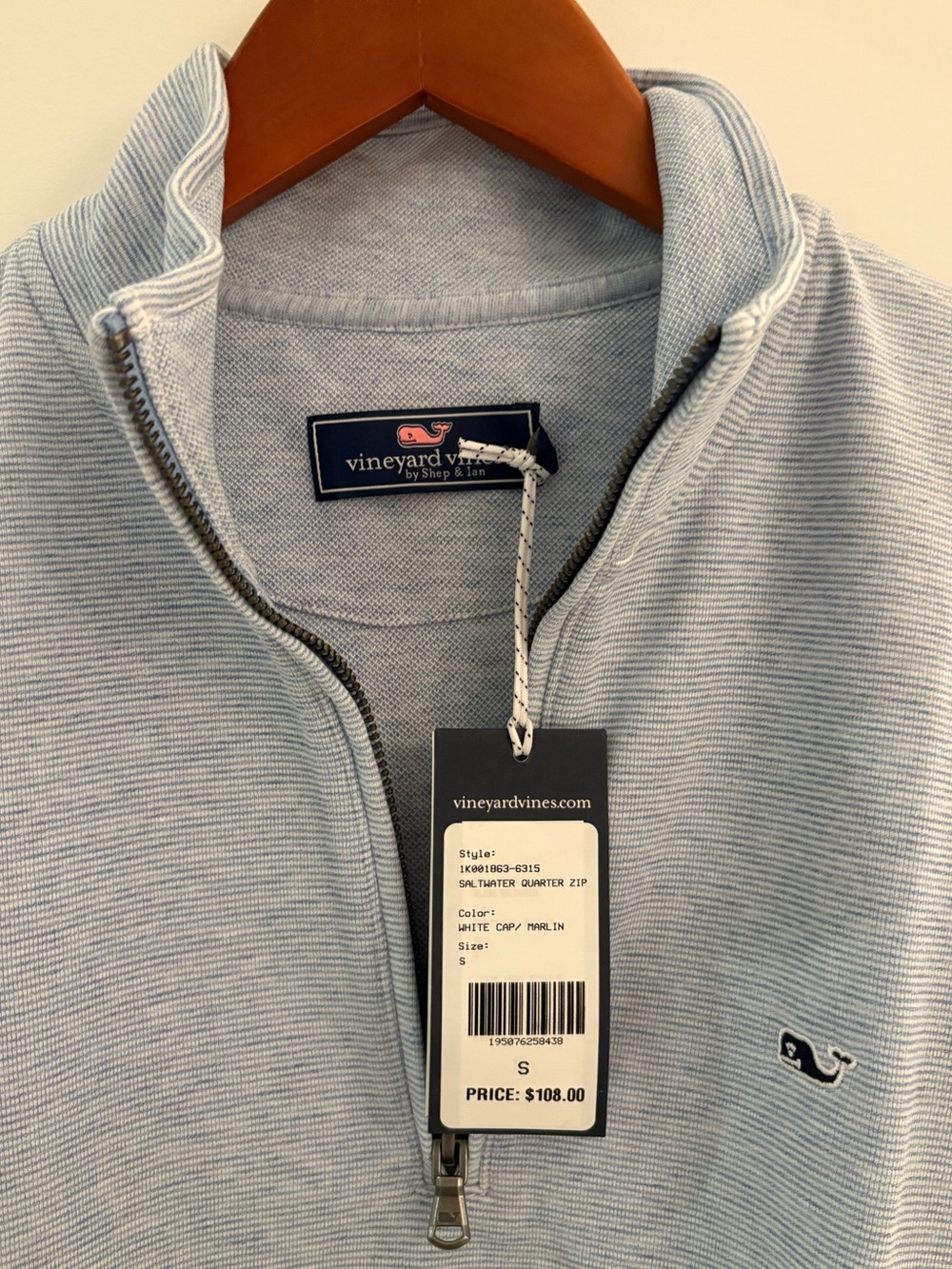 Vineyard Vines Light Blue Striped Performance 1/4 Zip Pullover NWT - Picture 8 of 10